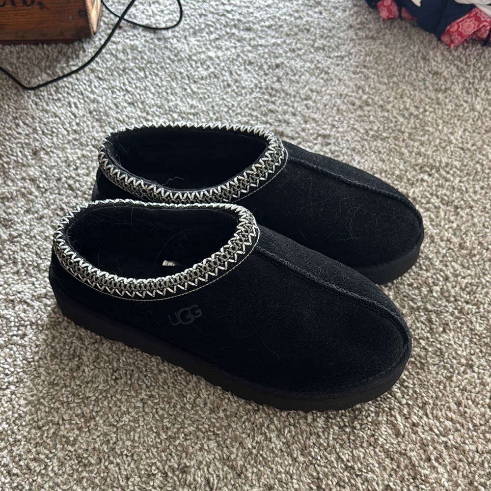 UGG Black Suede Tasman Slippers - Size 9